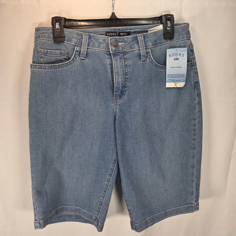 Riders by Lee NWT Mid Rise Casual Womens Bermuda Denim Mom Shorts Size 8